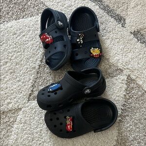 CROCS Kids Black Sandals with Character Charms